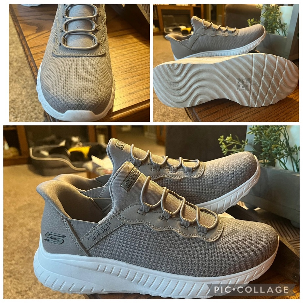 Skechers Men's Taupe Slip-On Knit Athletic Sneakers